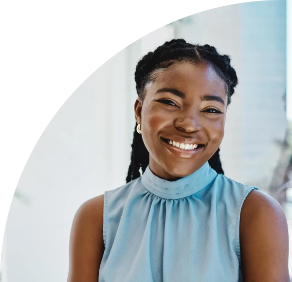 Woman smiling into camera